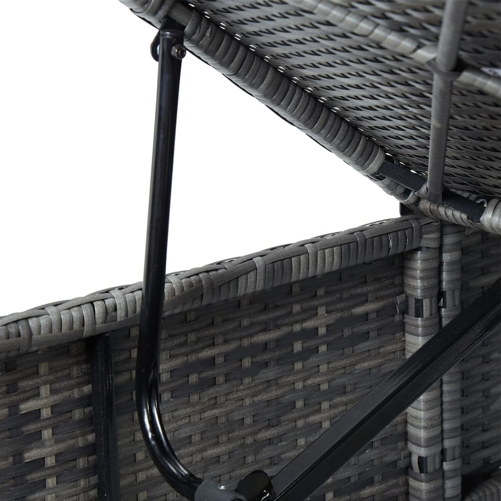 Liggestol med hynde polyrattan - grå, 195 x 60 x 31 cm, 1 - number 7.