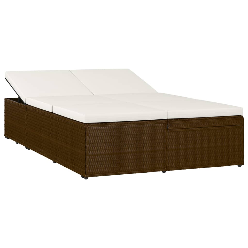 Konvertibel solseng med hynde polyrattan brun - number 2.
