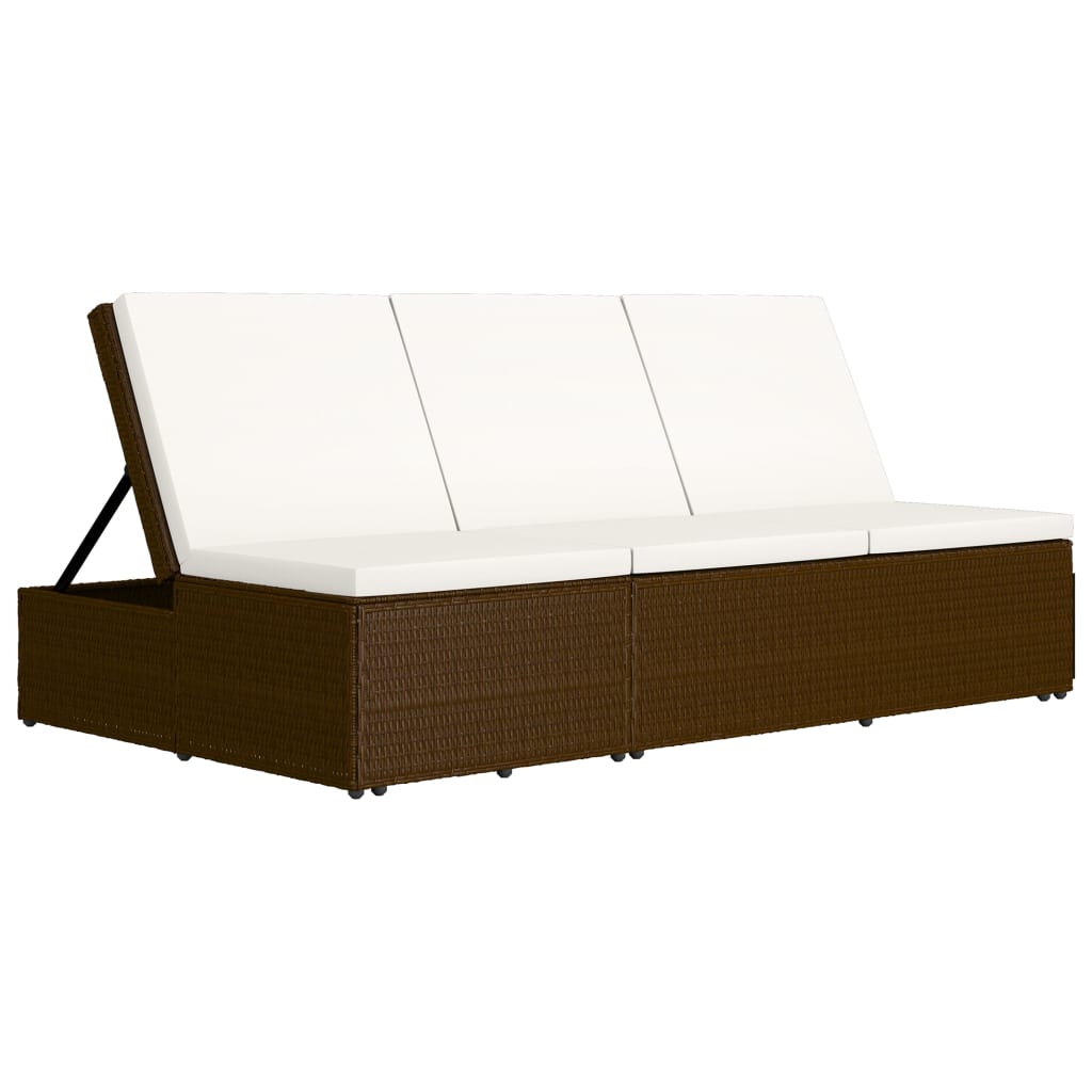 Konvertibel solseng med hynde polyrattan brun - number 3.