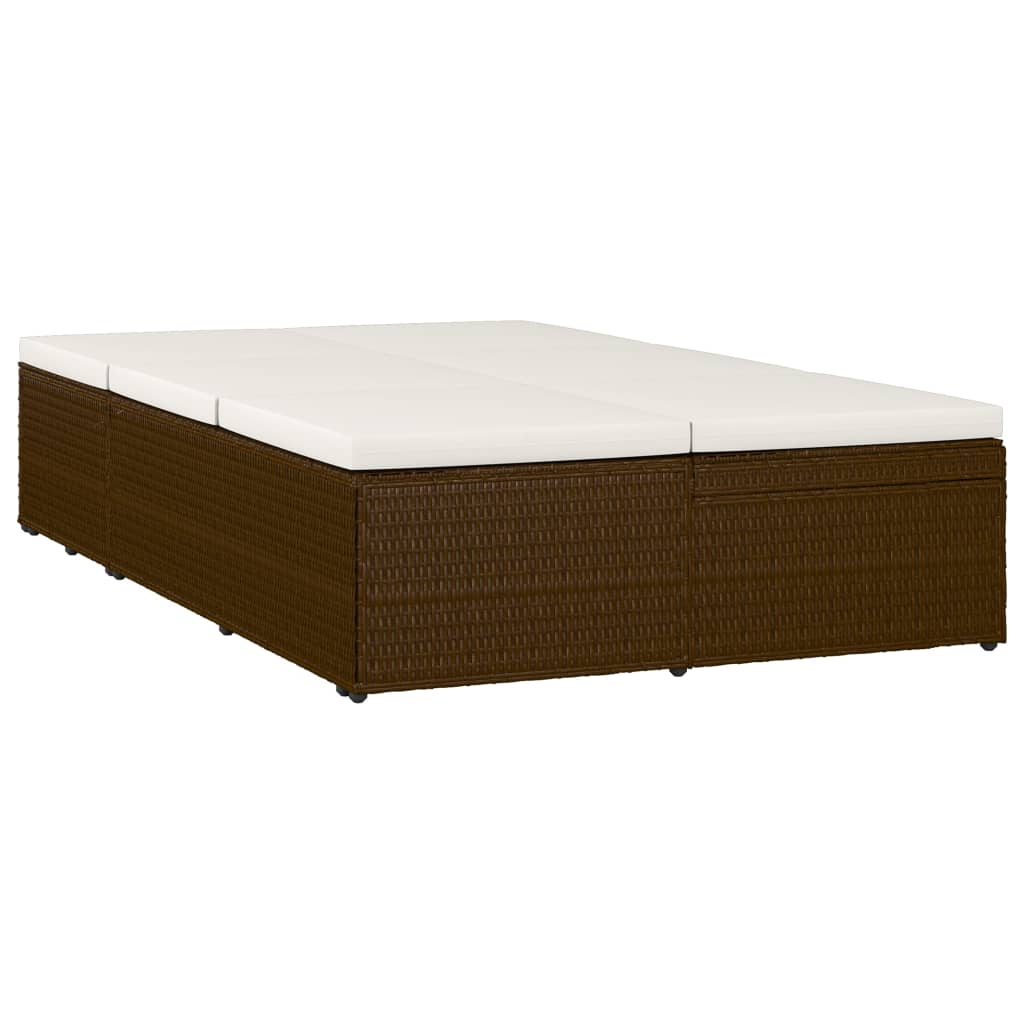 Konvertibel solseng med hynde polyrattan brun - number 4.