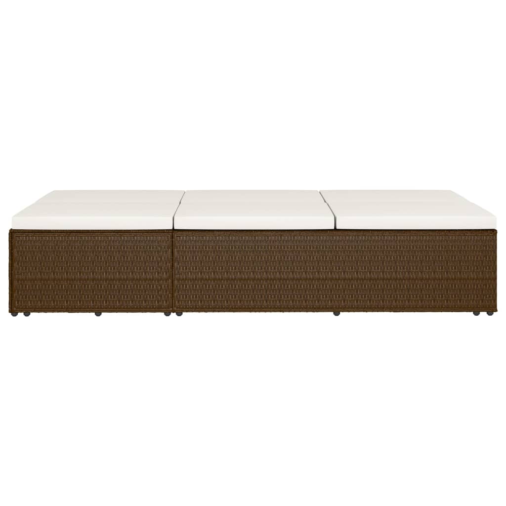 Konvertibel solseng med hynde polyrattan brun - number 7.