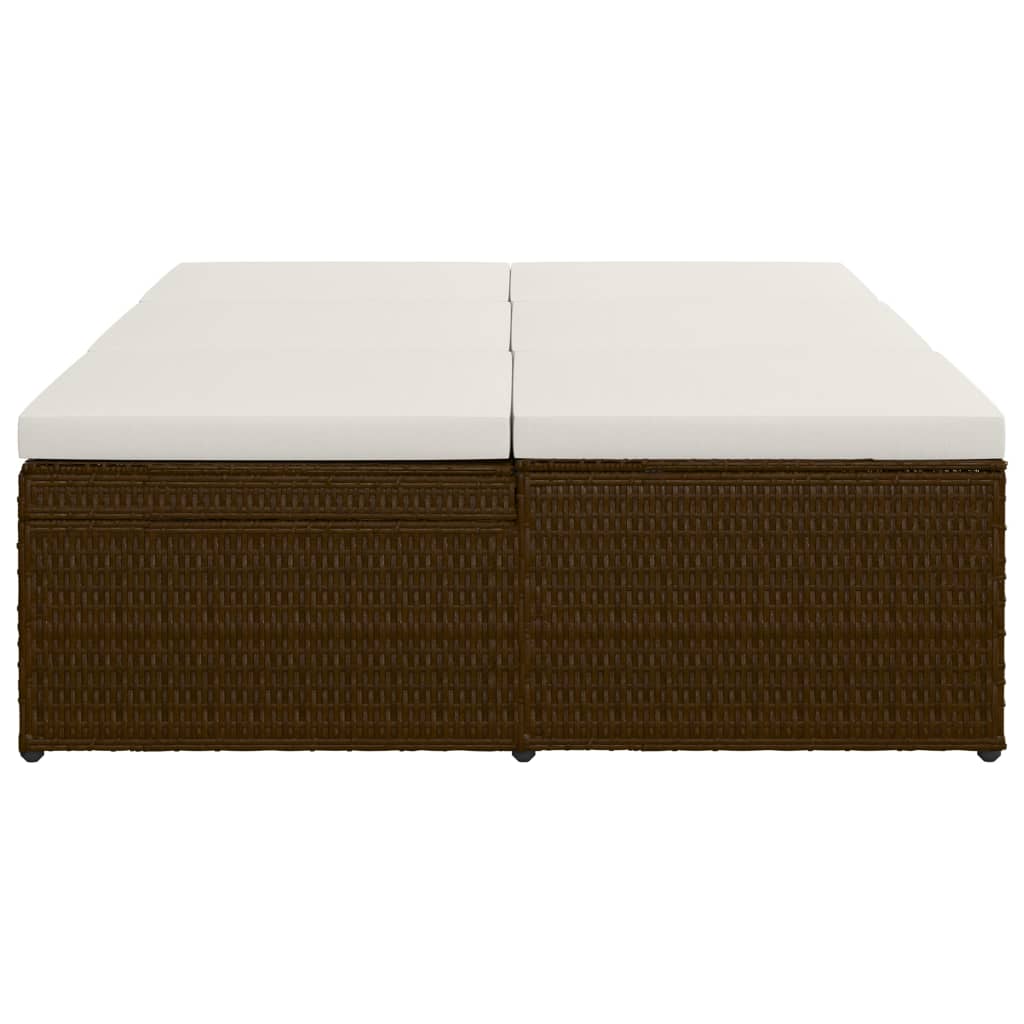 Konvertibel solseng med hynde polyrattan brun - number 6.