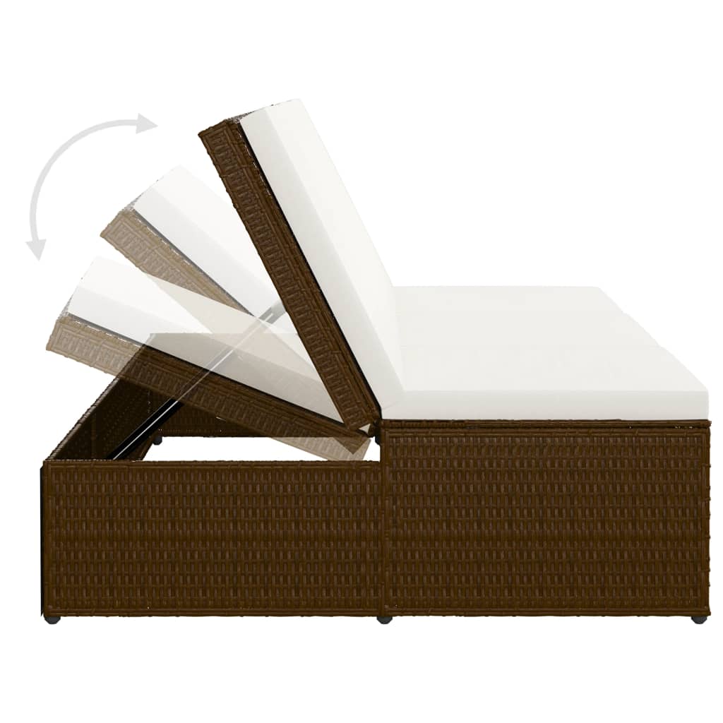 Konvertibel solseng med hynde polyrattan brun - number 9.