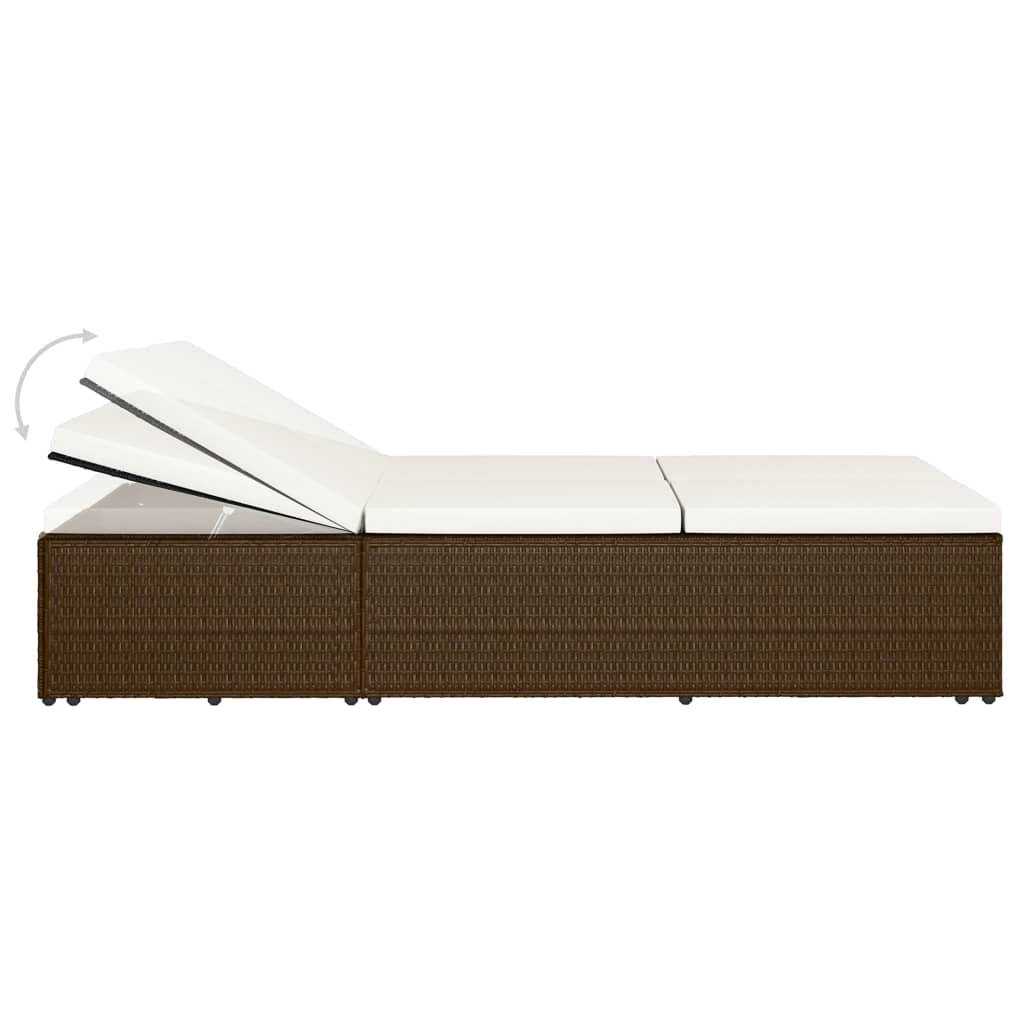 Konvertibel solseng med hynde polyrattan brun - number 8.
