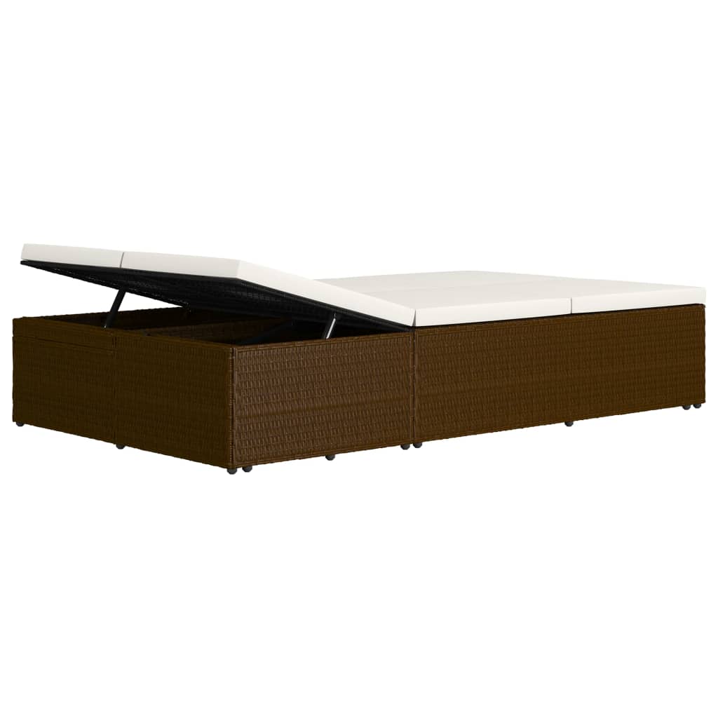 Konvertibel solseng med hynde polyrattan brun - number 10.