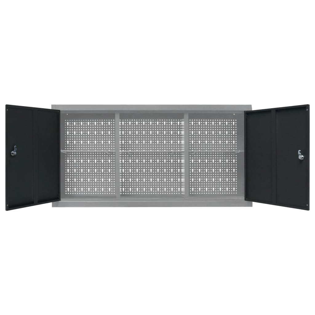 Vægmonteret værktøjsskab industriel stil metal grå og sort - number 5.