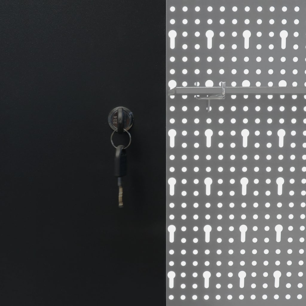 Vægmonteret værktøjsskab industriel stil metal grå og sort - number 8.