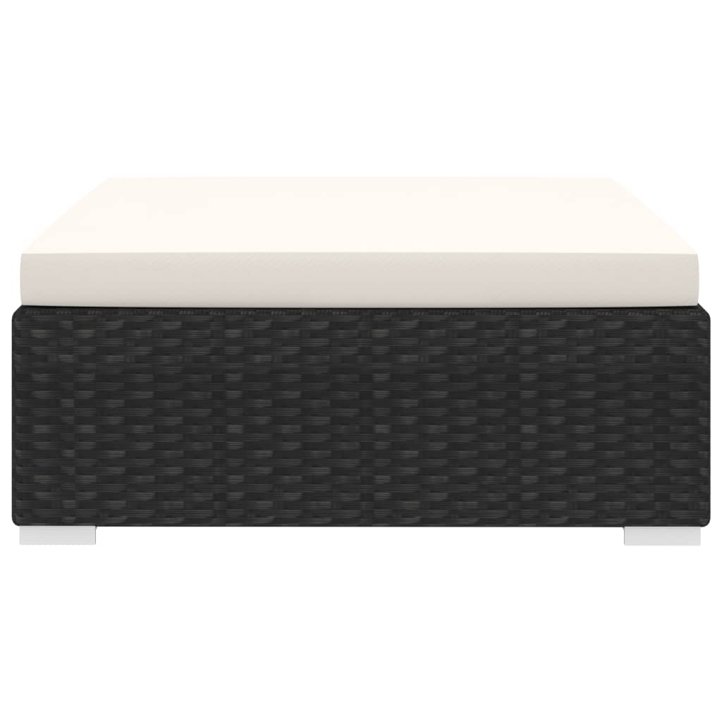 Til sofa 1 stk. med pute polyrattan - svart og hvit, 1, fotskammel - number 3.