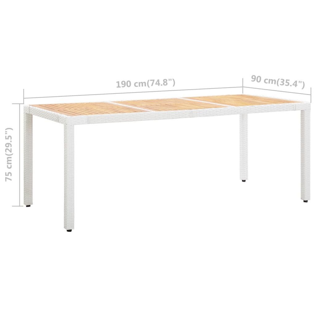 Zestaw stołowy do jadalni na zewnątrz 9 części polirattan biały - number 12.