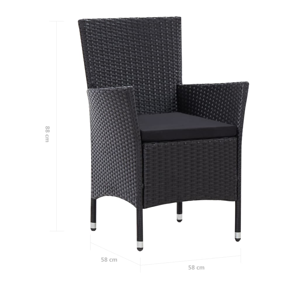 Zestaw stołowy do jadalni na zewnątrz 7 części polirattan czarny - number 12.