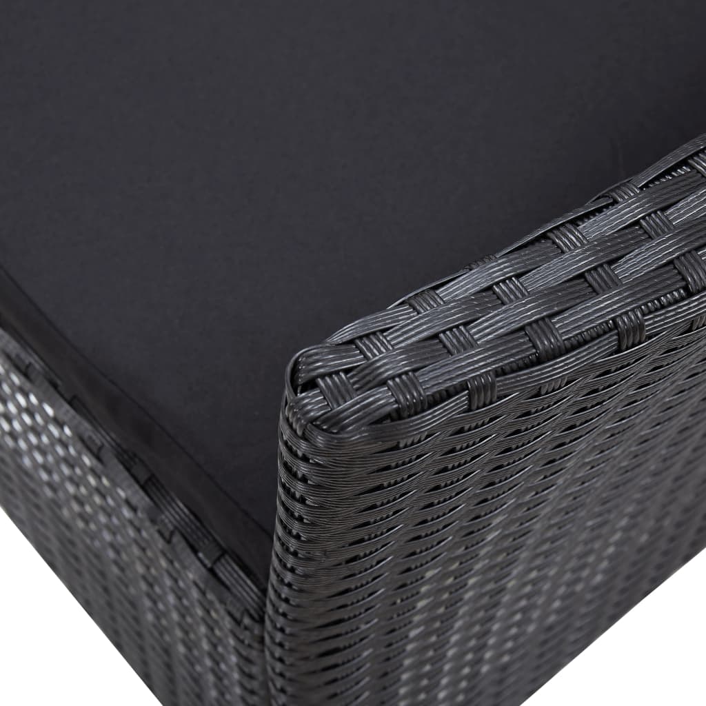 Udendørs spisebordssæt 5 dele polyrattan sort - number 8.