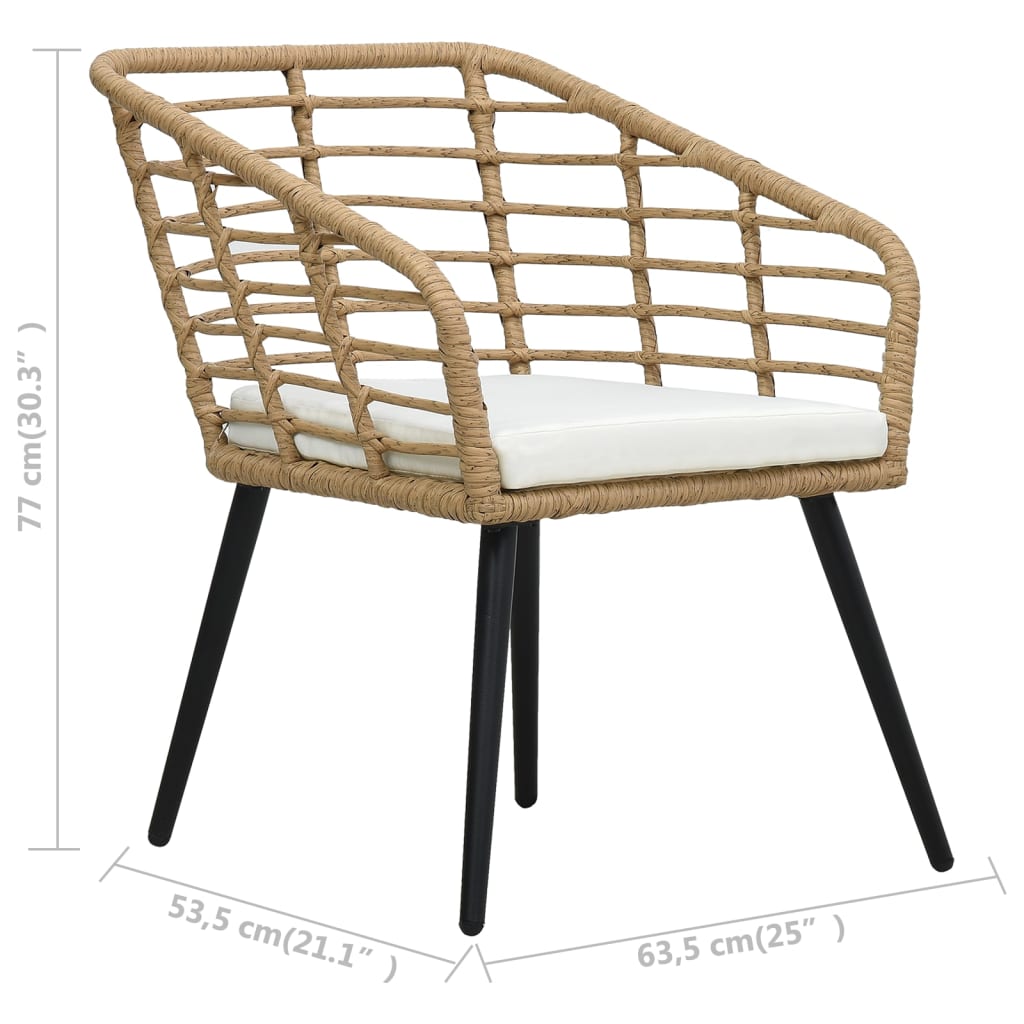 Havestole med hynder 2 stk. polyrattan egetræsfarve - number 8.