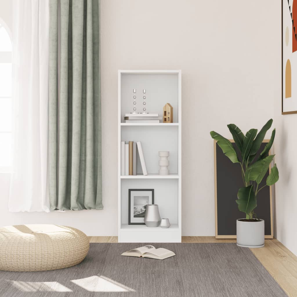 Bogreol med 3 hylder konstrueret træ - hvid, 40 x 24 x 109 cm, 1 - number 3.