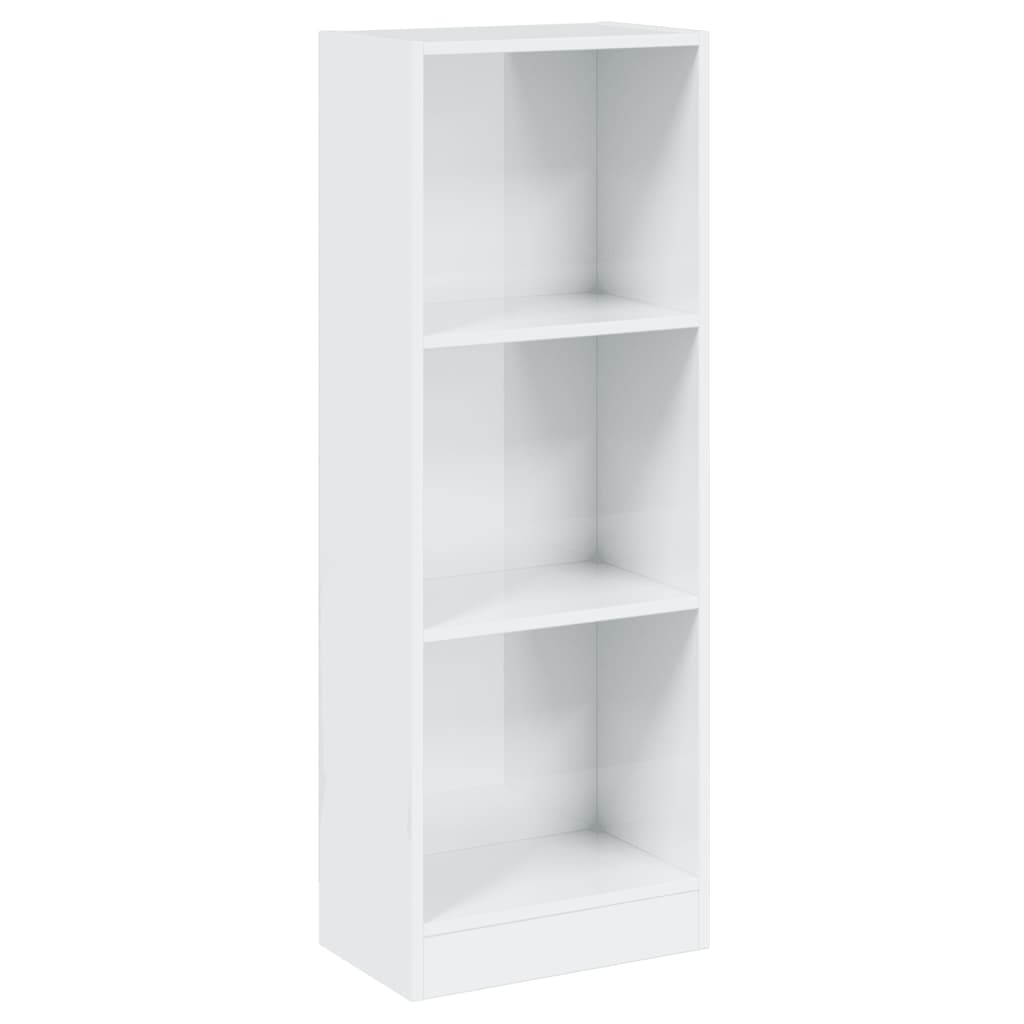 Bookcase with 3 shelves engineered wood high gloss - white high gloss, 40 x 24 x 109 cm, 1 - number 2.