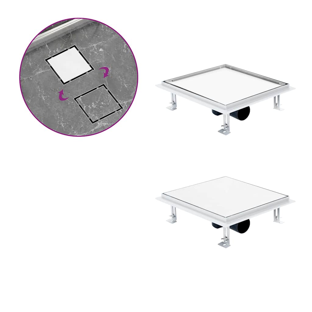 Gulvafløb med 2-i-1 dæksel 28x28 cm rustfrit stål - number 1.