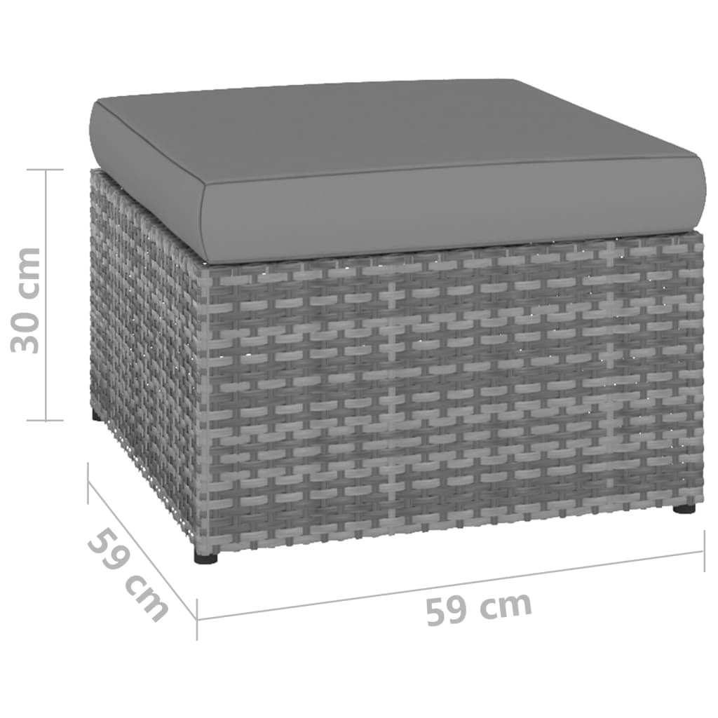 Havestol med fodskammel polyrattan antracitgrå - number 9.