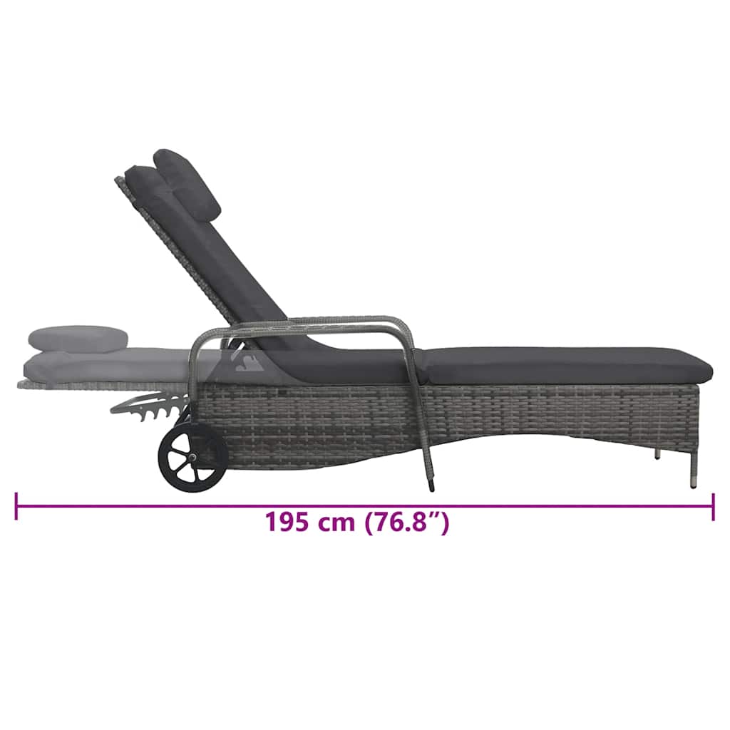 Liggestol med hjul polyrattan grå - number 7.