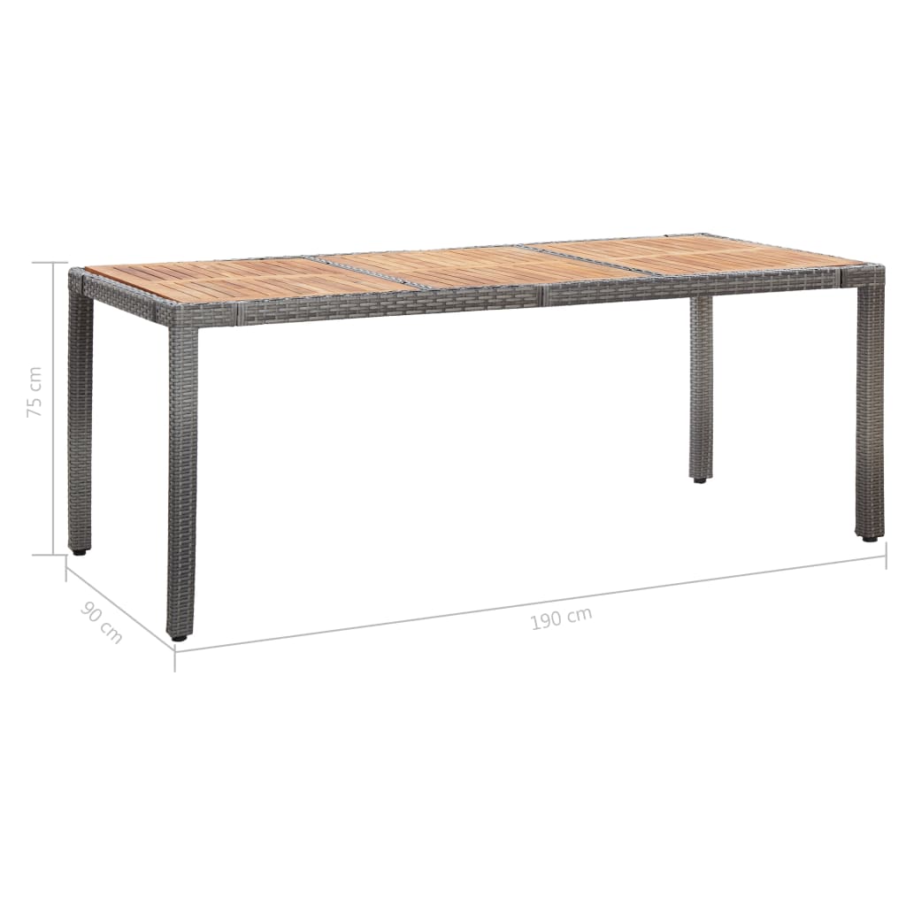 Udendørs spisebordssæt dele med hynder polyrattan - grå, 190 cm bordlængde, 9 - number 11.