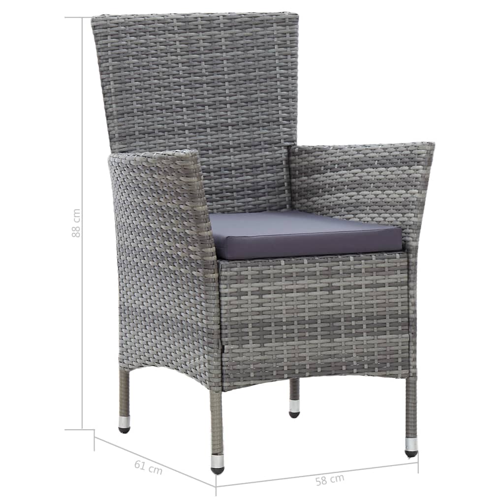 Udendørs spisebordssæt dele med hynder polyrattan - grå, 190 cm bordlængde, 9 - number 12.