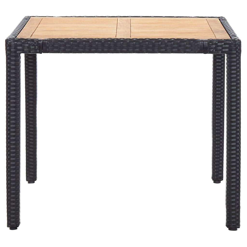 Udendørs spisebordssæt 5 dele med hynder polyrattan sort - number 3.