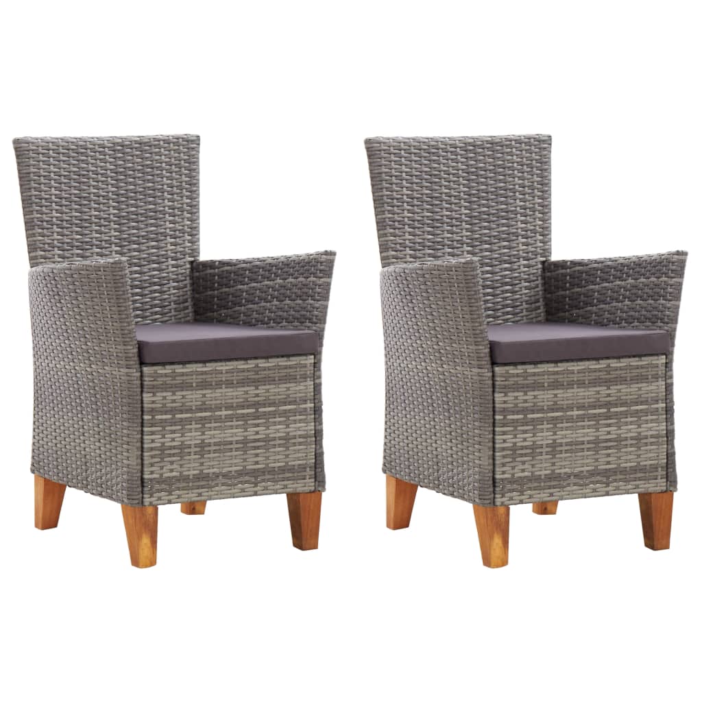 Havestole 2 stk. med hynder polyrattan grå - number 1.