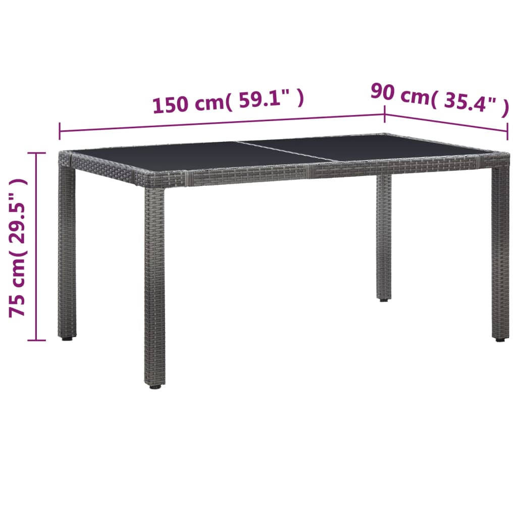 Vanjski blagovaonski stol postavljen u 7 dijelova polirattan - siva, ne, 6 - number 11.