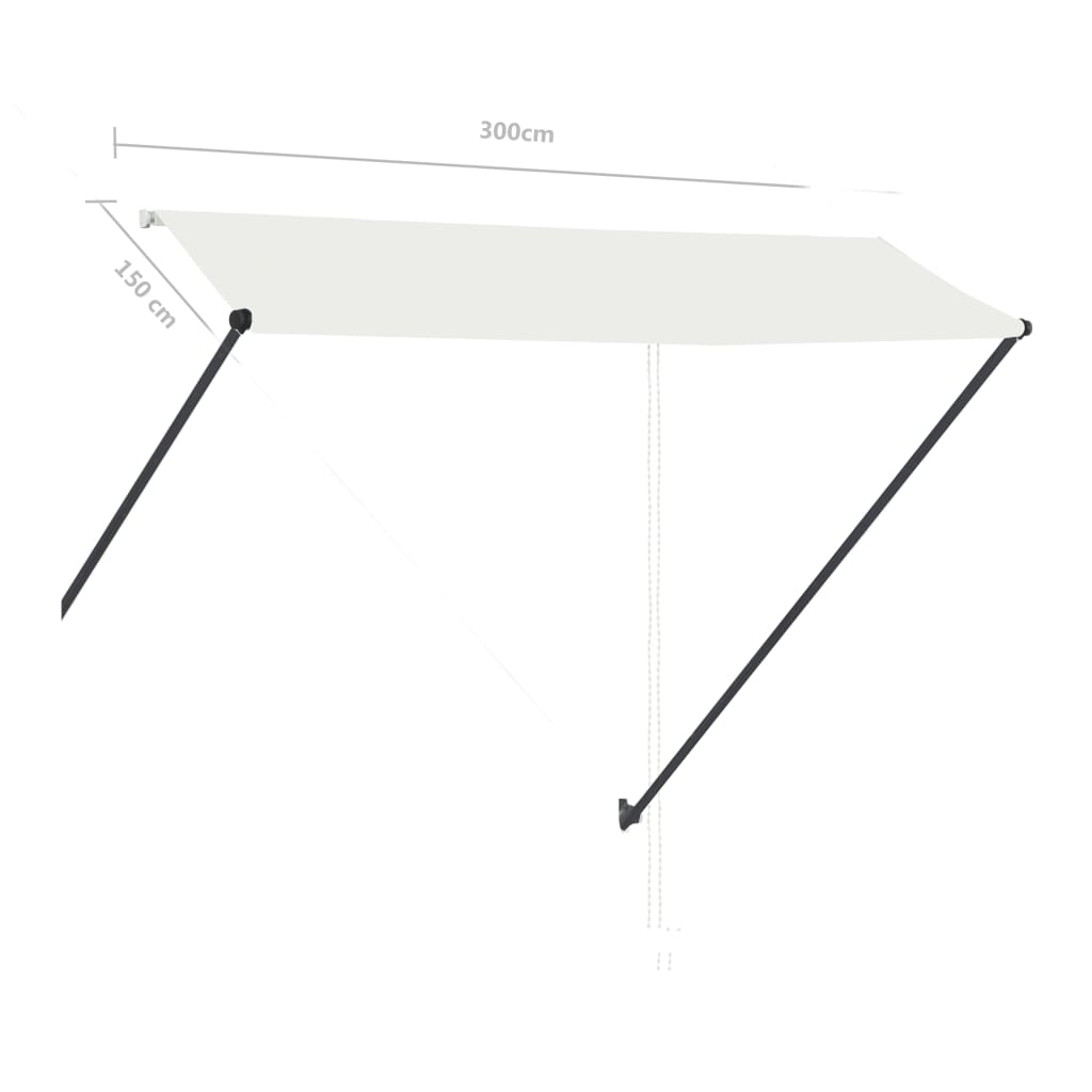 Foldemarkise med led cremefarvet - creme, 300 x 150 cm, 1 - number 9.