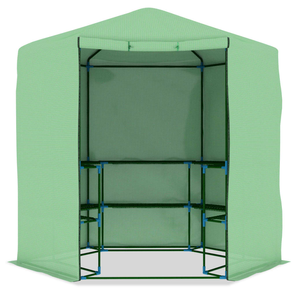 Greenhouse with shelves 227x223 cm steel - 227 x 223 cm (diameter x height), 115 x 174 cm (wxh) - number 4.