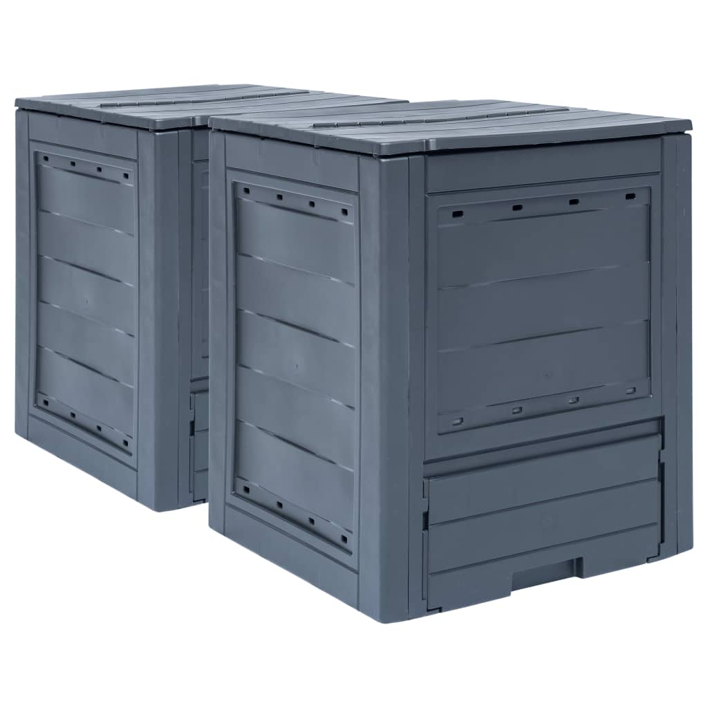 Compost containers for the garden 2 pcs. 60 x 60 x 73 cm gray - 1,520 l - number 1.