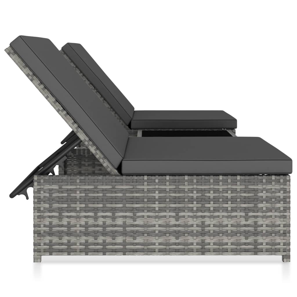 Liggestole med bord 2 stk. polyrattan grå - number 3.