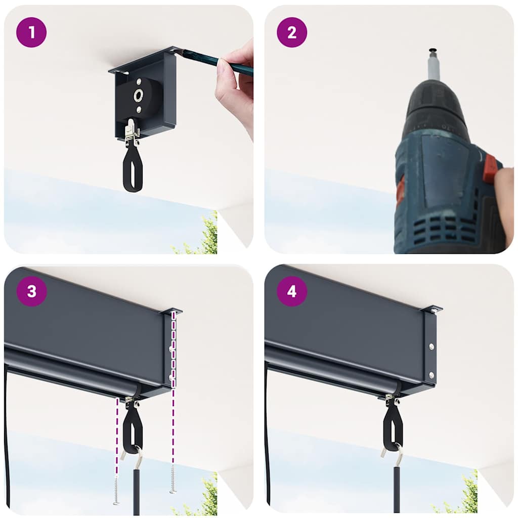 Store enrouleur extérieur - jaune et bleu, 60 x 250 cm - number 6.