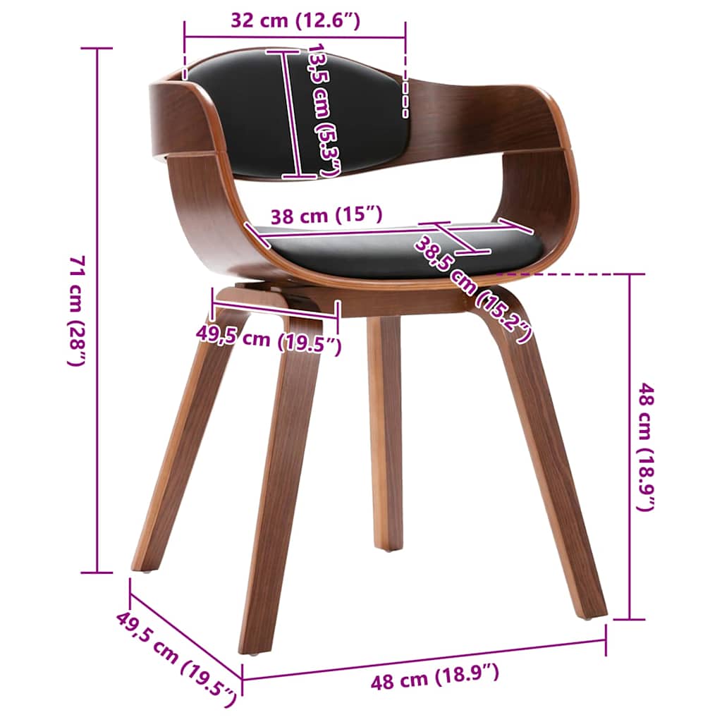 Spisebordsstoler 2 stk. bøyd tre og kunstskinn - number 9.