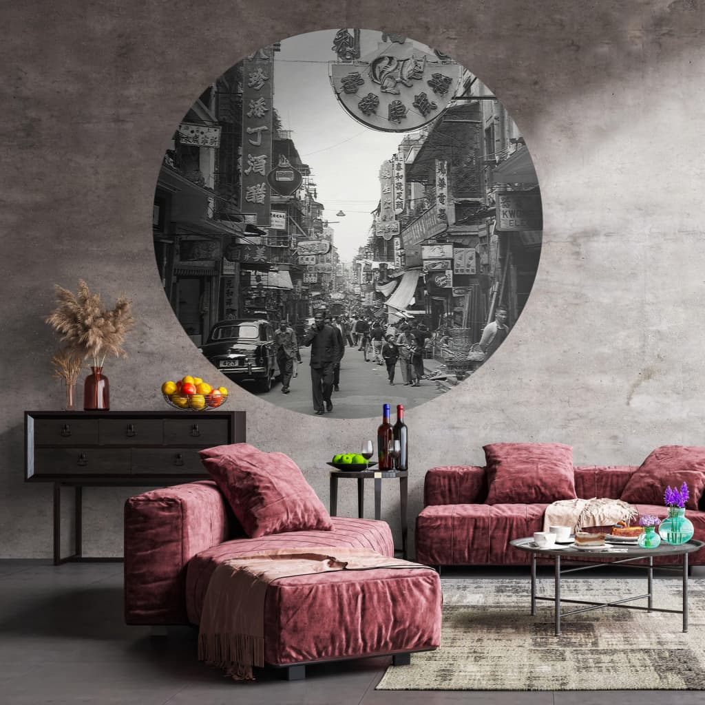 Papier peint mural cercle hong kong l'ancien temps 190 cm - number 1.