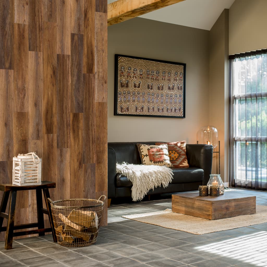 Wallart ploče s izgledom drva u stilu hrasta tamno smeđa - number 6.