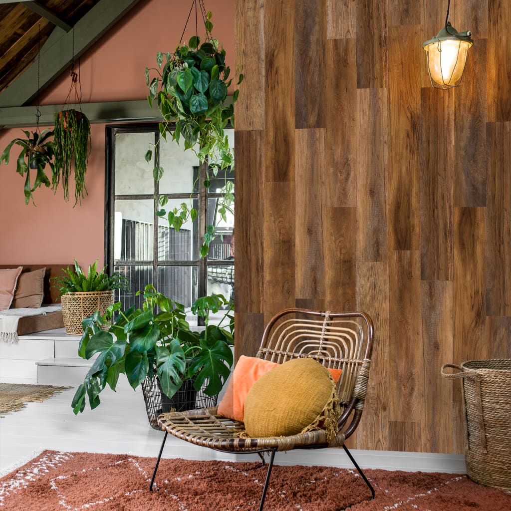 Wallart ploče s izgledom drva u stilu hrasta tamno smeđa - number 9.