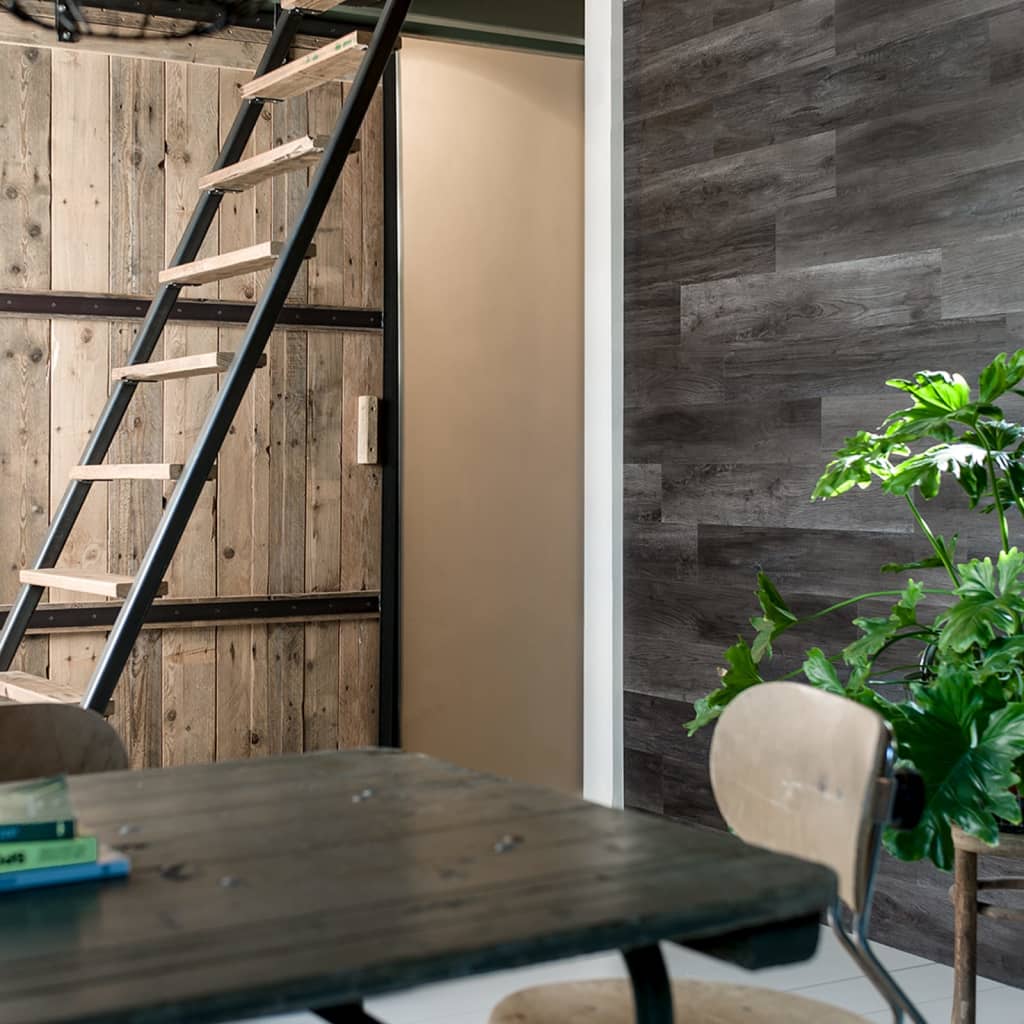 Wallart ploče s izgledom drva u stilu hrasta ugljen crne - number 5.