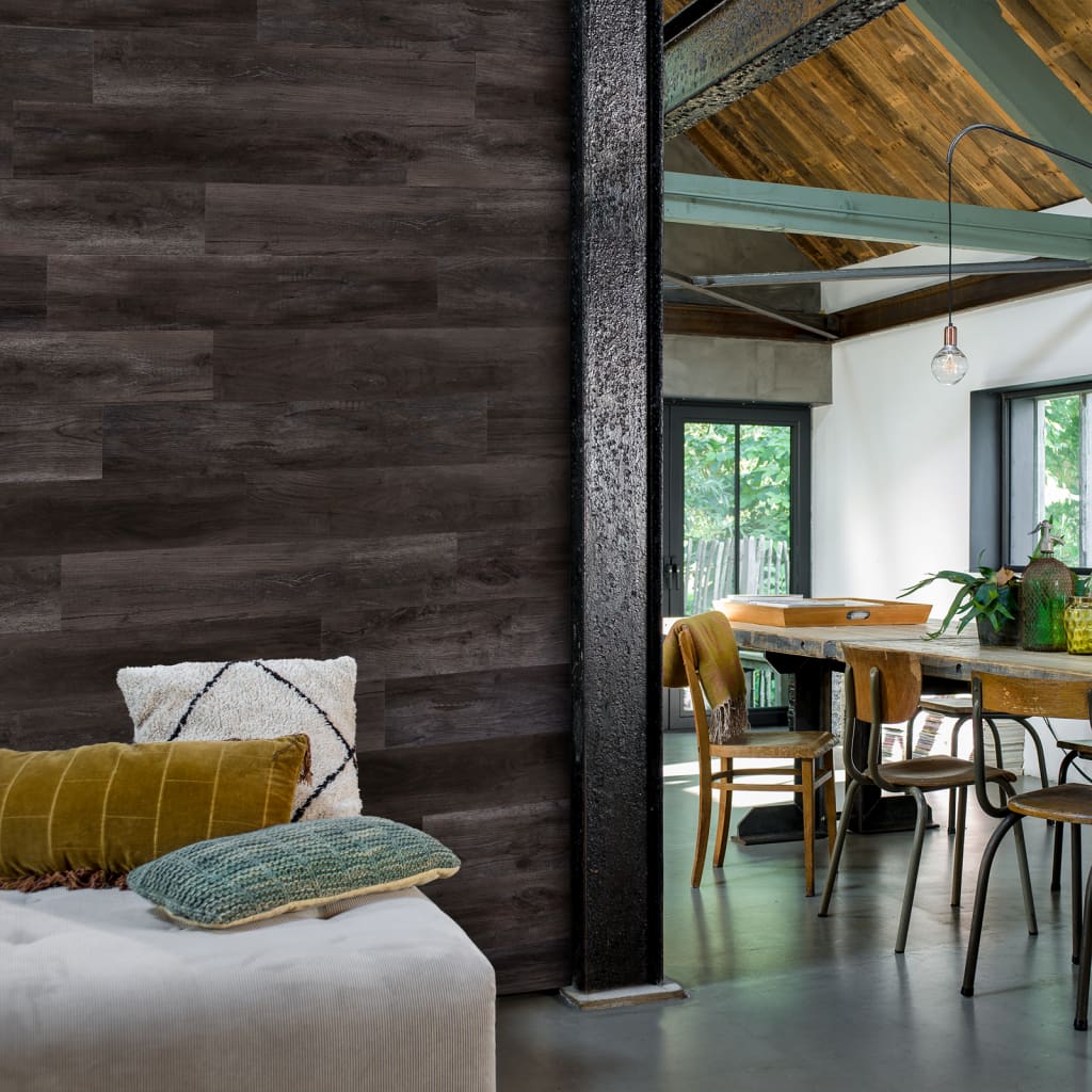 Wallart ploče s izgledom drva u stilu hrasta ugljen crne - number 8.