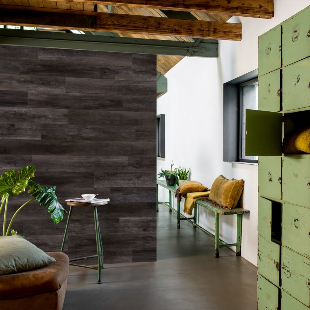 Wallart ploče s izgledom drva u stilu hrasta ugljen crne - number 7.