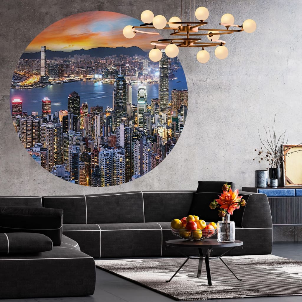 Papier peint mural cercle skyline de nuit 190 cm - number 5.