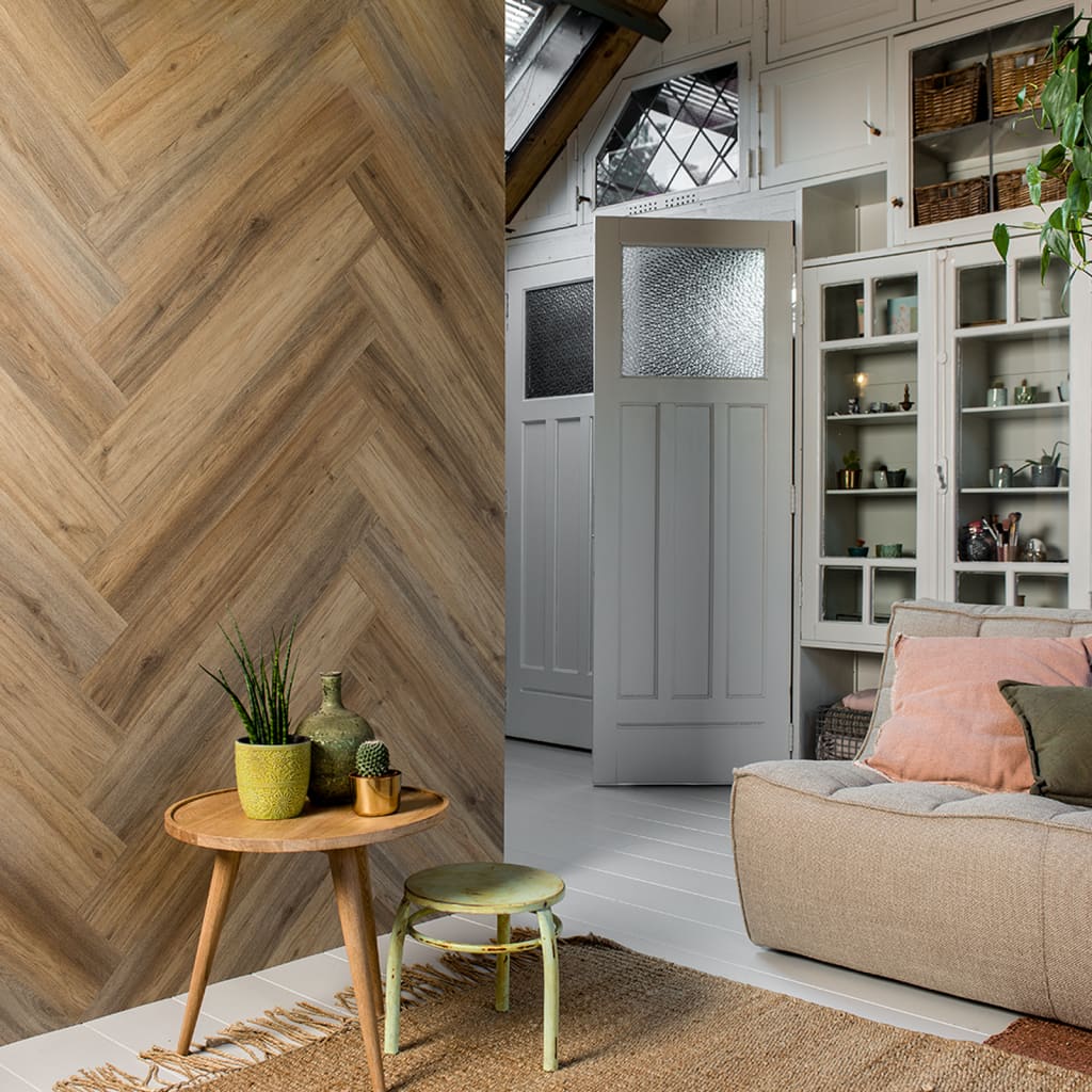 Wallart brædder med trælook naturlig egetræsstil lysebrun - number 2.