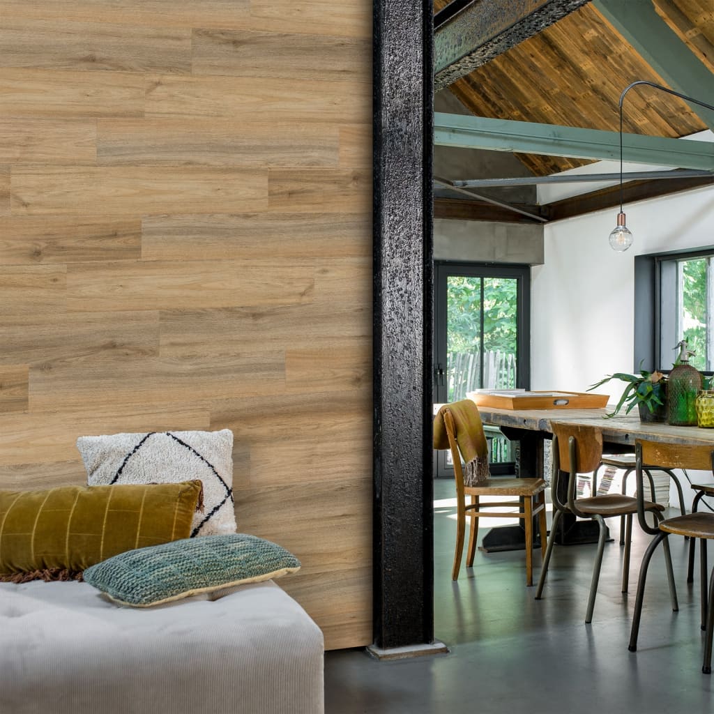 Wallart brædder med trælook naturlig egetræsstil lysebrun - number 6.