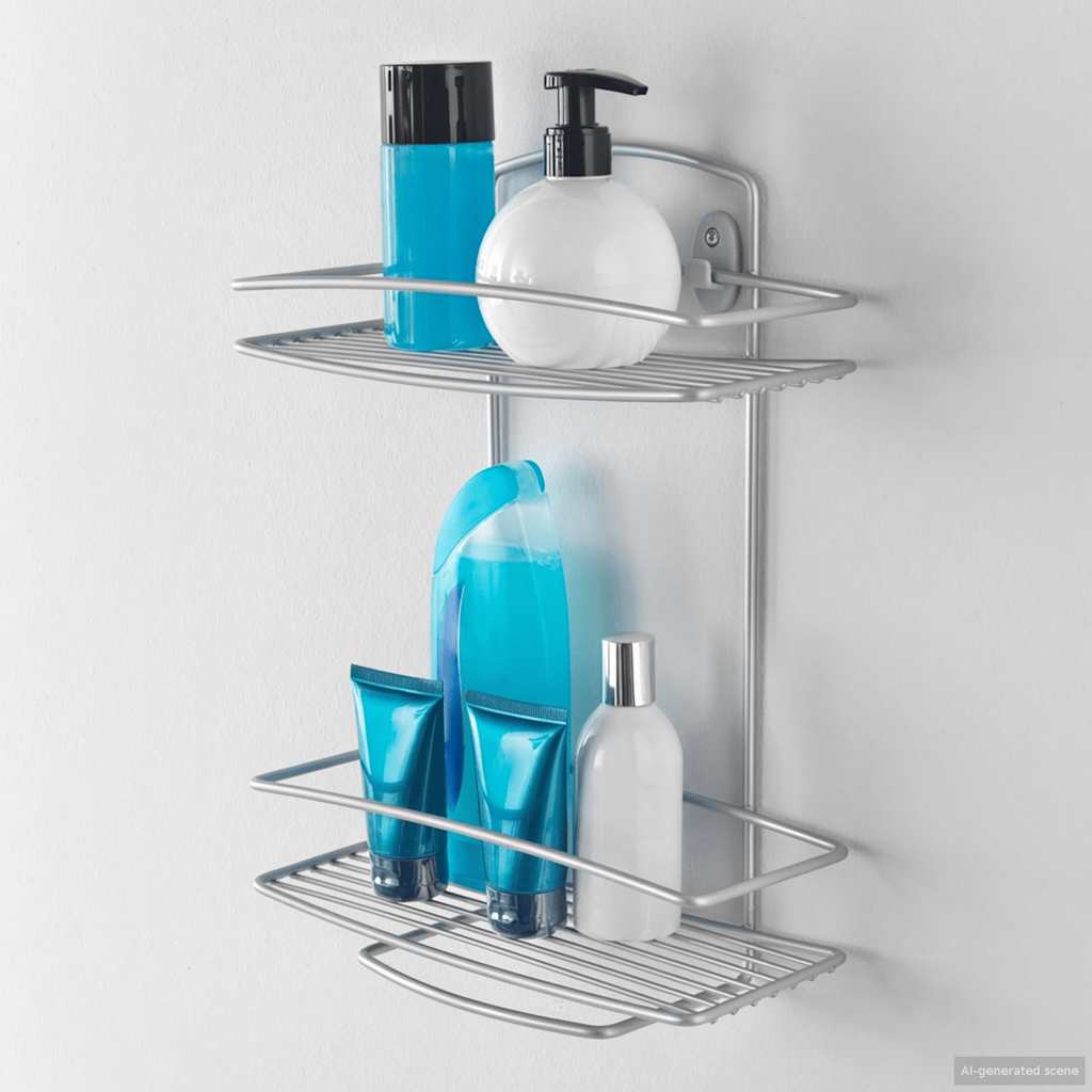 Metaltex badeværelseshylde 2 niveauer onda sølvfarvet - number 3.