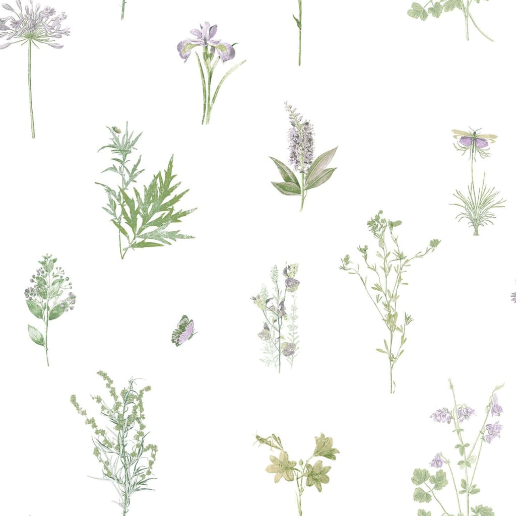 Noordwand wallpaper evergreen herbs and flowers white - number 2.